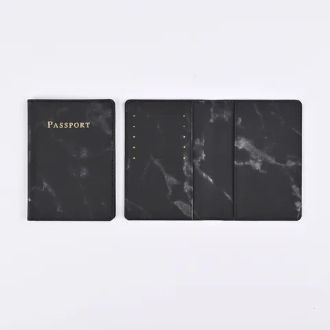 Travel Passport Holder PU Leather Marble Pattern Passport Cover Card Holder Portable Document Organizer Protector Case
