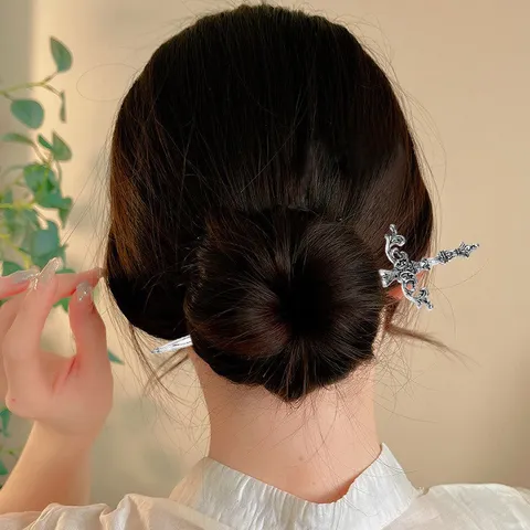 Retro Cross Sword Metal Hair Stick Chinese Ancient Style Bun Hairpin Hair Accessories for Women