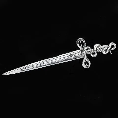 Vintage Silver Metal Sword Hair Stick Snake Wrapped Hair Pin Retro Elegant Hair Accessory For Women Cosplay Styling