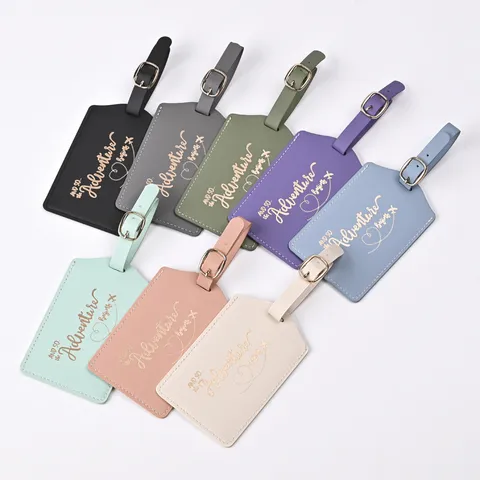 Travel Luggage Tag PU Leather Boarding Pass Identifier Gold Stamping Letter Pattern Suitcase Label Bag Accessories