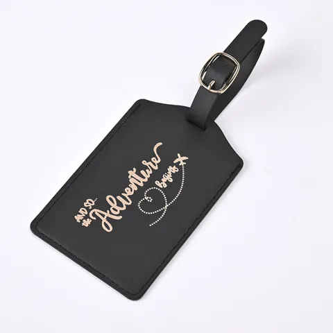 Travel Luggage Tag PU Leather Boarding Pass Identifier Gold Stamping Letter Pattern Suitcase Label Bag Accessories