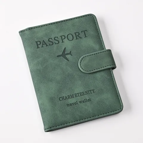 PU Leather Passport Holder And Luggage Tag Set RFID Blocking Travel Wallet Passport Cover With Card Slots