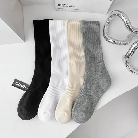 Men's Thickened Towel Bottom Casual Sports Cotton Socks Solid Color High Tube Athletic Crew Socks