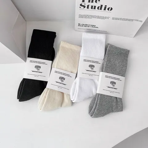 Men's Thickened Towel Bottom Casual Sports Cotton Socks Solid Color High Tube Athletic Crew Socks