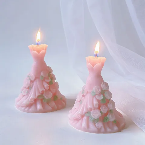 Aromatherapie Sojawachs Kerze 3D Blumenkleid Form Romantische Duftkerze Einzigartiges Geschenk Für Geburtstag Heimdekoration