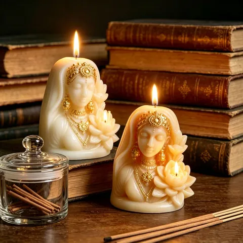 Handmade Soy Wax Scented Candle Lotus Goddess Statue Unique Aroma Candle For Home Decor And Gift Art