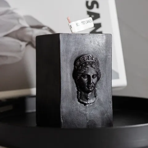 Nordic Style Square Goddess Pillar Scented Candle Handmade Aromatherapy Soy Wax Home Decor Relief Portrait Candle Gift
