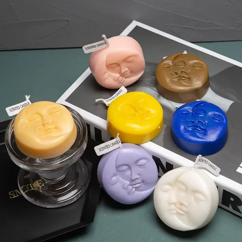Sun Moon Face Scented Candle European Mythological Relief Soy Wax Aromatherapy Candle Home Decor Gift