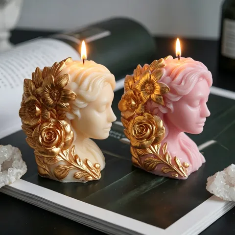 Ins Style Meditating Girl Scented Candle Soy Wax Handmade Aroma Figurine Home Decor