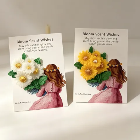 Handmade Beeswax Soy Wax Scented Candle Daisy Flower Card Greeting Gift Home Decor Tabletop Ornament Aroma Wax