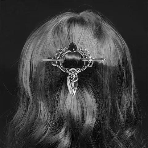 Retro Viking Raven Bat Antler Alloy Hair Stick Gothic Halloween Hair Accessories Metal Updo Hairpin