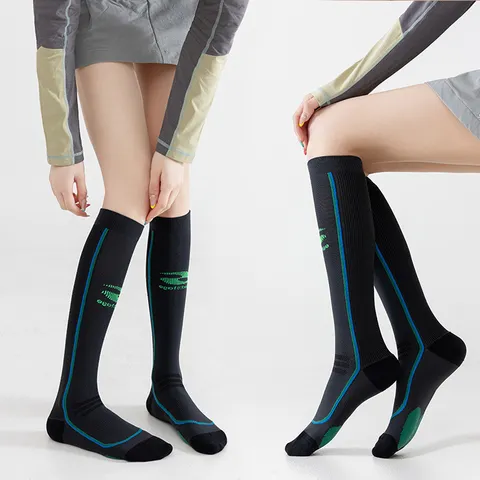 Women Sports Compression Socks Breathable Mesh Calf Support Athletic Socks For Fitness Cycling Yoga Training