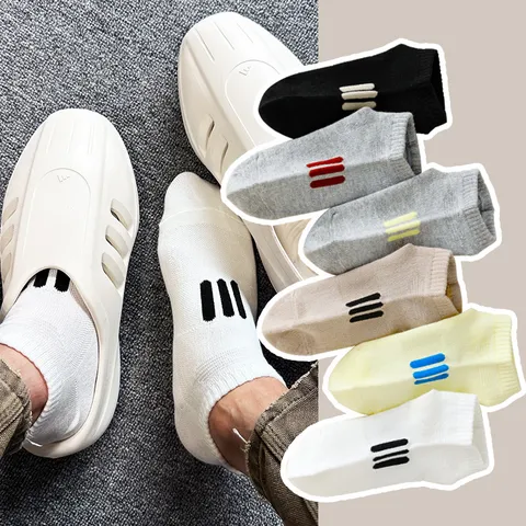 Unisex Casual Striped Cotton Ankle Socks Breathable Short Sports Socks Sweat Absorbent Anti Friction Streetwear Socks