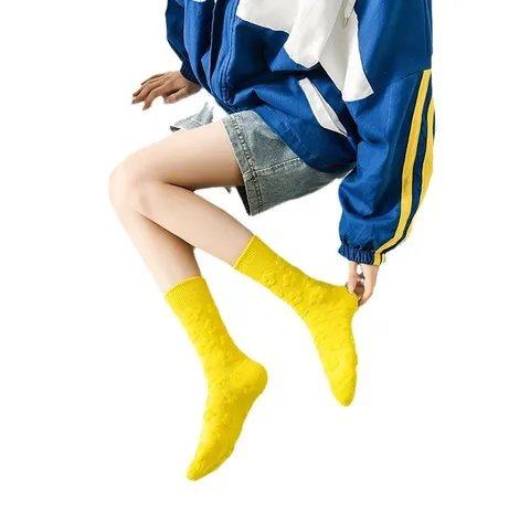Winter Thickened Warm Crew Socks Unisex Couple Casual Terry Knit Socks Cute Flower Cartoon Pattern Thermal Floor Socks