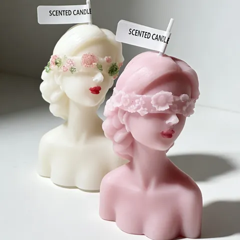Soy Wax Scented Candle Woman Bust Figurine Sculpted Design Artistic Home Decor Fragrance Candle Gift