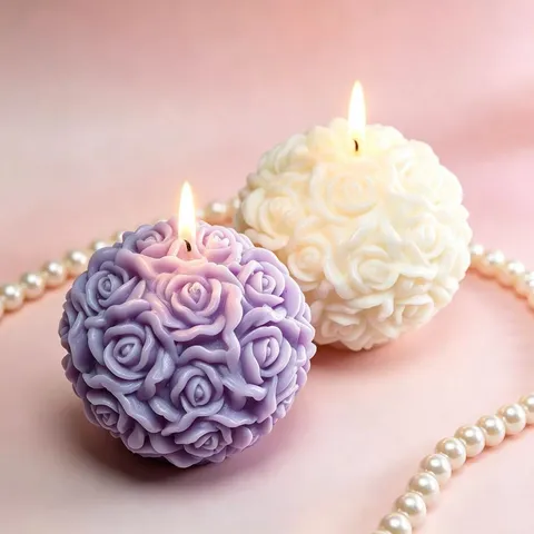 Handmade Spherical Rose Scented Candle Floral Aromatherapy Soy Wax Candle Romantic Valentine Gift Home Decor
