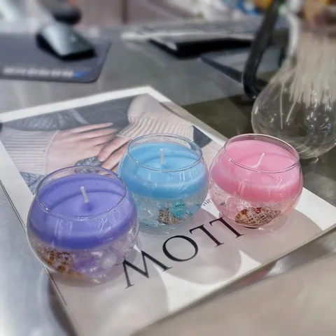 Handgemaakte Gelwas Geurkaars Schelp Parel Kristalsteen Aromatherapie Kaars Glazen Bal Huisdecoratie Cadeau