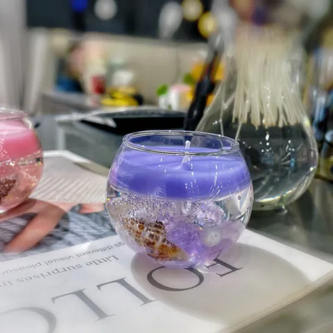 Handgemaakte Gelwas Geurkaars Schelp Parel Kristalsteen Aromatherapie Kaars Glazen Bal Huisdecoratie Cadeau