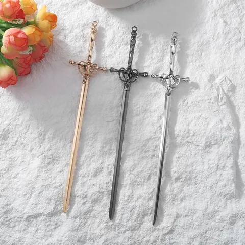 Chinese Style Long Sword Hairpin Alloy Electroplated Hair Stick Retro Hanfu Hair Accessories Cosplay Hair Styling Jewelry