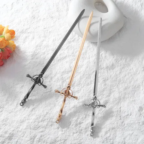 Chinese Style Long Sword Hairpin Alloy Electroplated Hair Stick Retro Hanfu Hair Accessories Cosplay Hair Styling Jewelry
