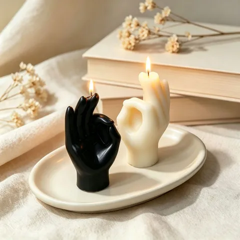 OK Gesture Scented Candle Aesthetic Hand Shape Wax Aromatherapy Candle Home Decor Soy Wax Pillar Candle Party Gift