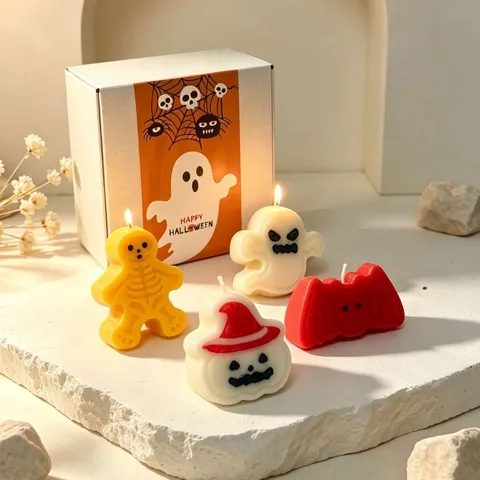 Halloween Scented Candle Set Ghost Pumpkin Bat Gingerbread Man Soy Wax Aromatherapy Candle Party Gift Home Decor