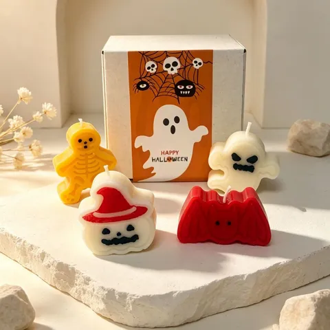 Halloween Scented Candle Set Ghost Pumpkin Bat Gingerbread Man Soy Wax Aromatherapy Candle Party Gift Home Decor