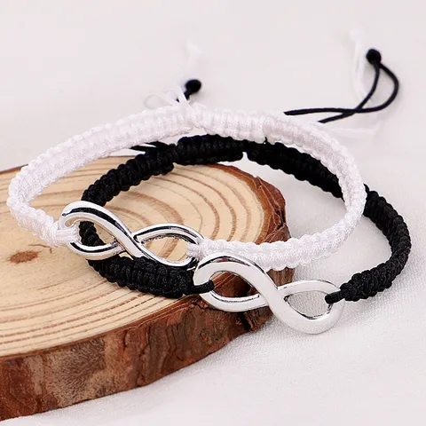 Handmade Woven Infinity Symbol Bracelet For Men Women Adjustable Flat Knot Cord Bracelet Friendship Couple Jewelry Gift