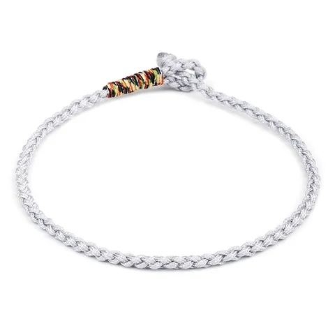 Hand Woven Rope Bracelet Unisex Handmade Cotton Nylon Braid Multicolor Accent Adjustable Knot Wristband Bracelet Jewelry Gift