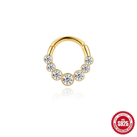925 Sterling Zilver Vergulde Strass Creolen Voor Dames Heren Daith Piercing Oorkraakbeen Ring Sieraden