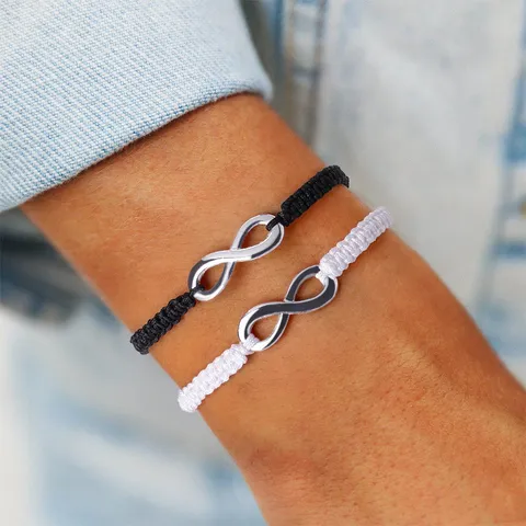 Handmade Woven Infinity Symbol Bracelet For Men Women Adjustable Flat Knot Cord Bracelet Friendship Couple Jewelry Gift