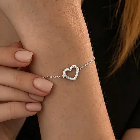 925 Sterlingsilber Armband Herz Hohl Für Damen Minimalistisch Rhodiniert Strass Eingelegt Mode Elegant Schmuck Handkette