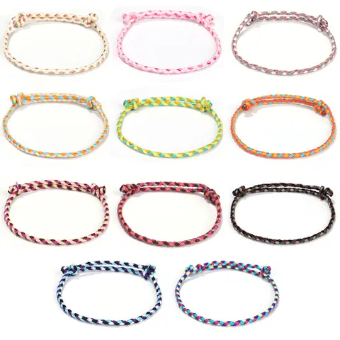 Pulsera Tejida de Múltiples Hilos Hecha a Mano Pulsera Ajustable de Cordón de Algodón Multicolor Joyería de Estilo Étnico
