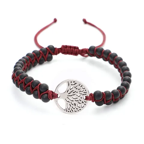 Tree of Life Woven Bracelet Natural Stone Beads Double Layer Wrap Bracelet For Women Men Yoga Jewelry Adjustable Ethnic Bracelet