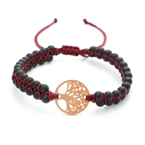 Tree of Life Woven Bracelet Natural Stone Beads Double Layer Wrap Bracelet For Women Men Yoga Jewelry Adjustable Ethnic Bracelet
