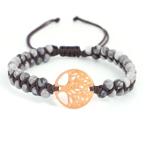 Verstellbares Lebensbaum Landkartenstein Webarmband Doppellagiges Perlenwickelarmband Für Damen Herren Yoga Schmuck Geschenk
