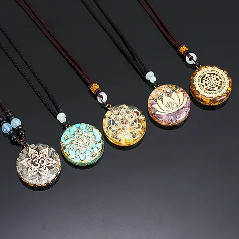 Collana con Ciondolo Energetico Orgonite Cubo di Metatron Pietra Yoga Meditazione Gioielli Curativi per Uomo Donna