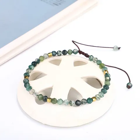 Bohemian Indian Agate Beaded Bracelet Handmade Woven Faceted Natural Stone Copper Bead Adjustable Bracelet For Women Jewelry