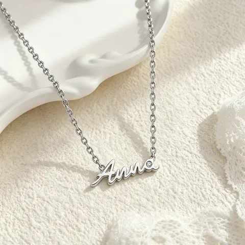 Personalisierte 925 Sterlingsilber Anna Namen Halskette Mit Zirkonia Eingelegt Schlüsselbeinkette Minimalistischer Schmuck Für Damen Geschenk