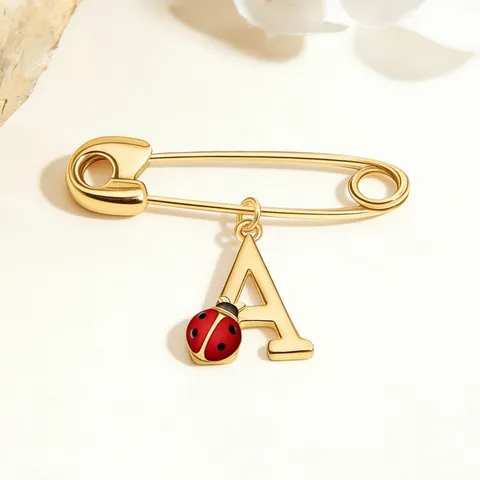 Creative Cartoon Ladybug Letter A Drip Oil 925 Sterling Silver Brooch Pin Elegant Fashion Jewelry Gift For Women Party