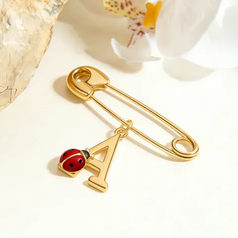 Creative Cartoon Ladybug Letter A Drip Oil 925 Sterling Silver Brooch Pin Elegant Fashion Jewelry Gift For Women Party