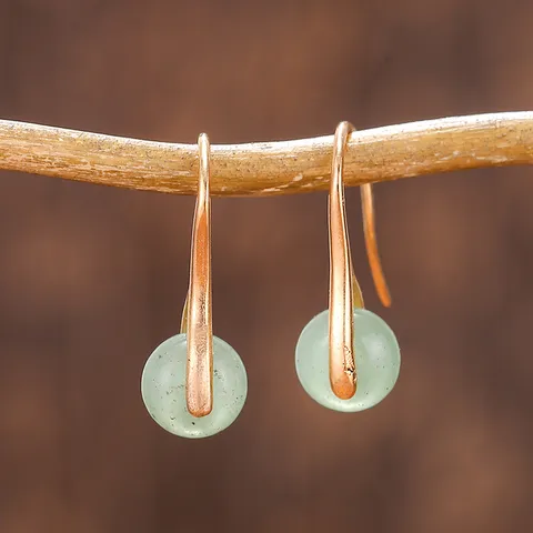 Französisch Retro Minimalistisch Naturstein Ohrhänger Für Damen Geometrisch Rund Kugel Quarz Tigerauge Ohrringe Geschenk Schmuck
