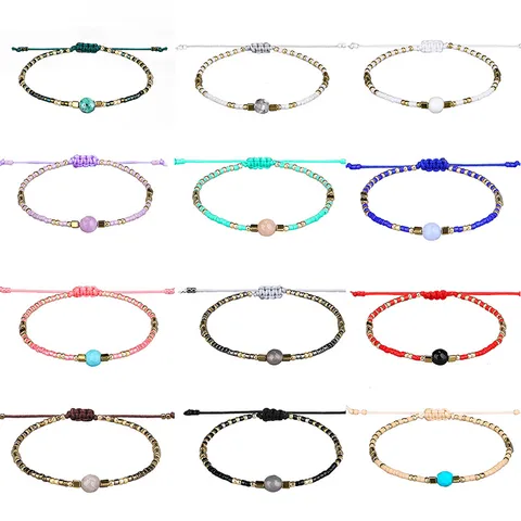 Bracciale Boho in Perline Miyuki Fatto a Mano Pietra Semipreziosa Ematite Intrecciato Braccialetto dell'Amicizia Donna Gioielli Regolabili
