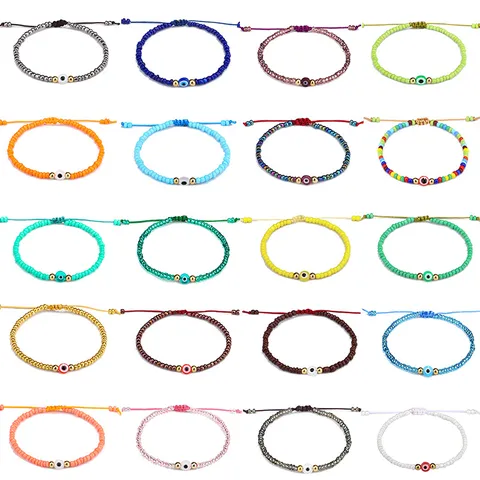 Handgewebtes Armband Mit Bösem Blick Für Damen Mehrfarbige Glasperlen Verstellbares Seilarmband Boho Glücksschmuck Geschenk