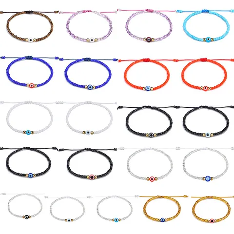 Handgewebtes Armband Mit Bösem Blick Für Damen Mehrfarbige Glasperlen Verstellbares Seilarmband Boho Glücksschmuck Geschenk