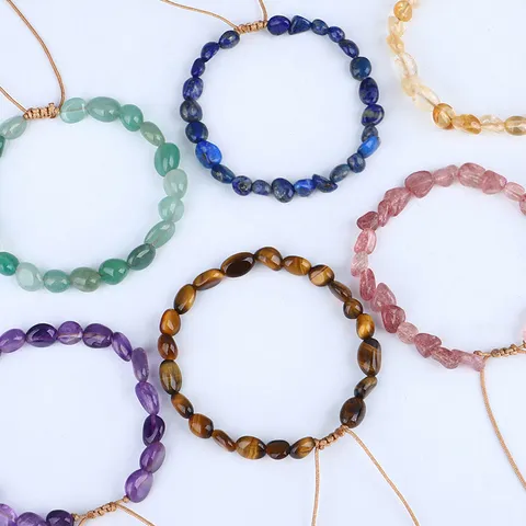 Bracciale in Pietra Naturale a Frammenti di Cristallo Intrecciato a Mano per Donna Pietra Grezza Irregolare Regolabile Corda Intrecciata Gioielli Regalo