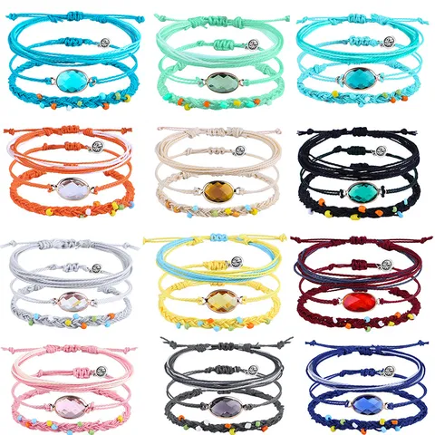 Bohemian Geflochtenes Kordel Armband Set Für Damen Handgefertigt Bunte Perlen Strass Armbänder Urlaubs Schmuck Geschenk