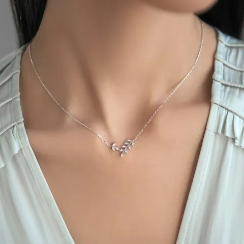 925 Sterlingsilber Blatt Anhänger Kette Elegant Blatt Ohrkletterer Ring Schmuckset Klar Strass Eingelegt Modeschmuck Für Damen Party Hochzeit