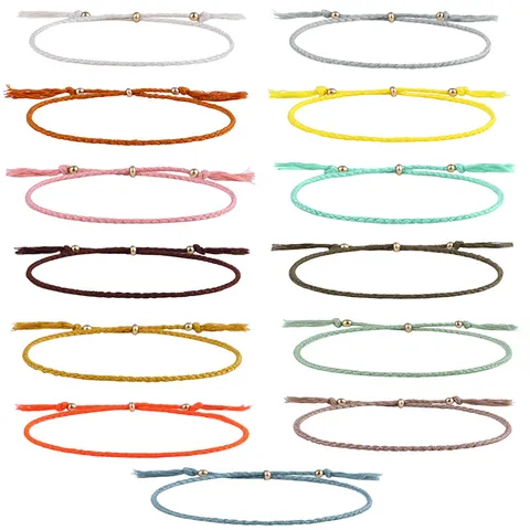 Handgefertigtes Tibetisches Gewebtes Baumwollseil-Armband Mit Verstellbaren Kupferperlen Boho Ethno Einfarbig Quaste Handschmuck