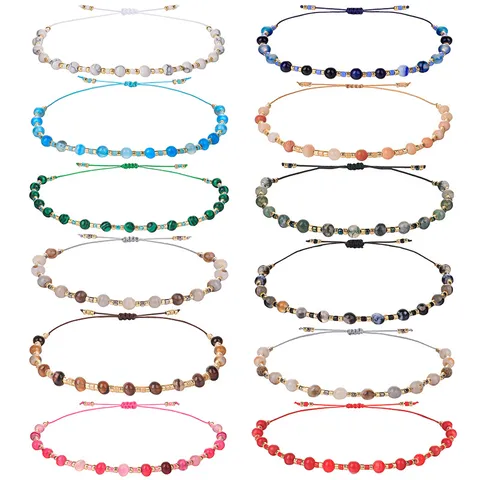 Handgemachtes Gewebtes Naturstein Perlen Armband Für Damen Verstellbar Boho Ethnischen Stil Malachit Achat Perlen Schmuck